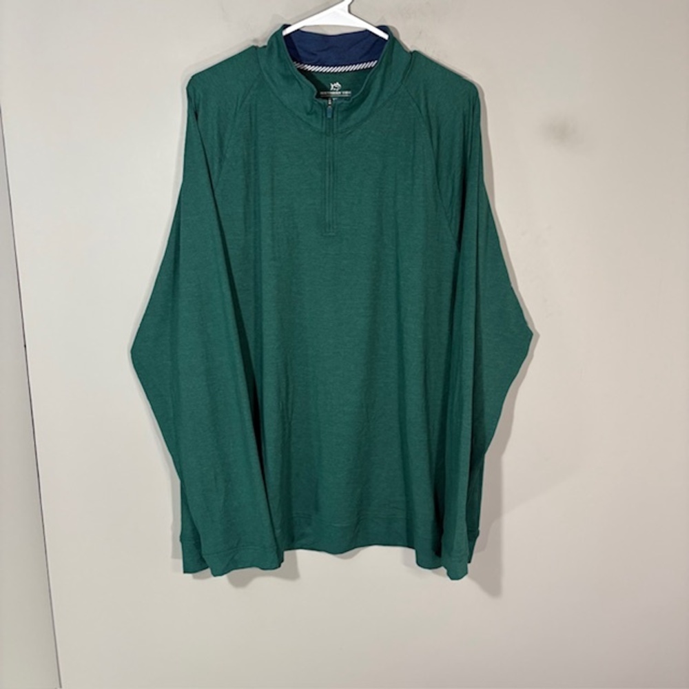Southern Tide Pullover Mens 2XL Green 1/4 Zip Long Sleeve Stretch Casual Top